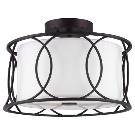 Canarm Monica, Isf320A02Orb, 2 Lt Semi-Flush, White Tc Frabic Shade, 60W Type ISF320A02ORB